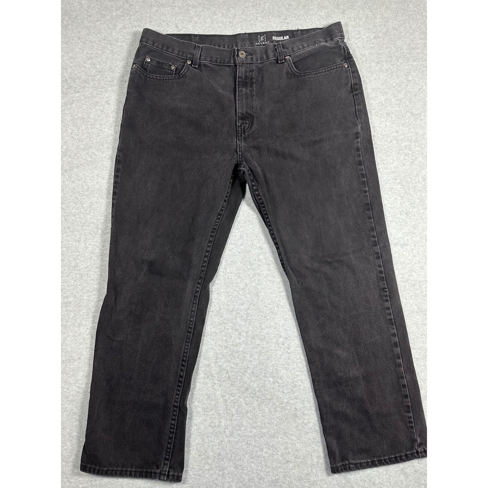 George Men's Regular Fit Black Jeans 38x30 Straight Leg Denim Pants